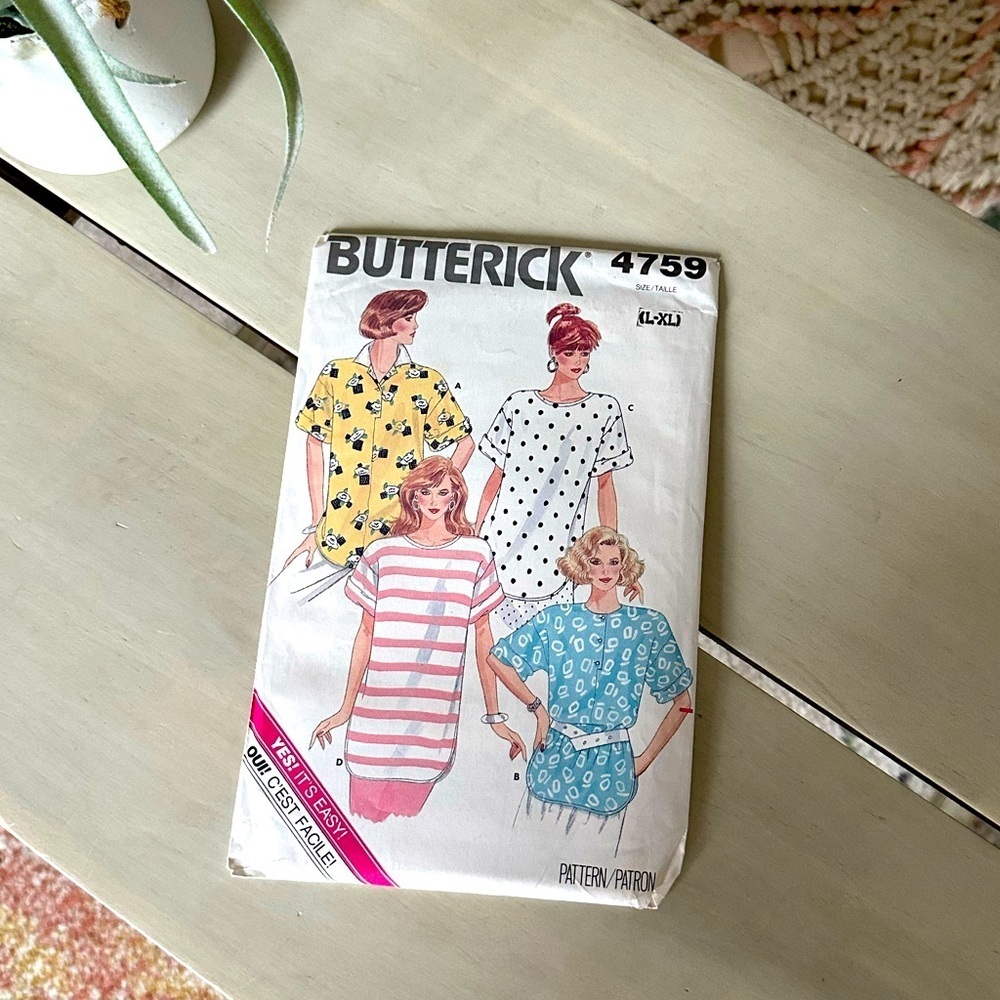 Vintage 80s/90s Butterick 4759 Complete Sewing Pattern L/XL